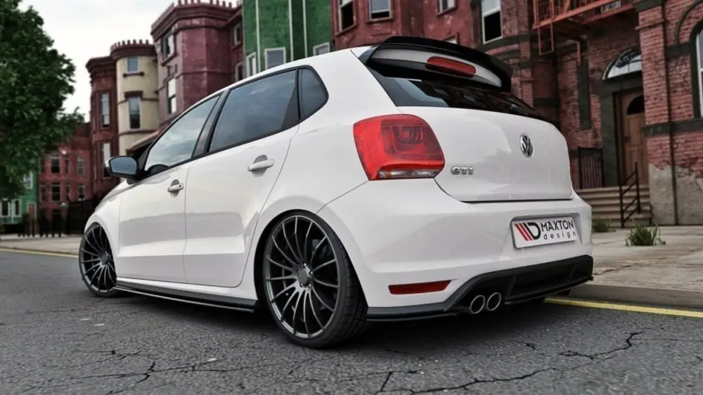 Nejprodávanější Maxton Design spoiler pod zadní nárazník pro Volkswagen Polo GTI Mk5 Facelift, černý lesklý plast ABS, s žebrováním
