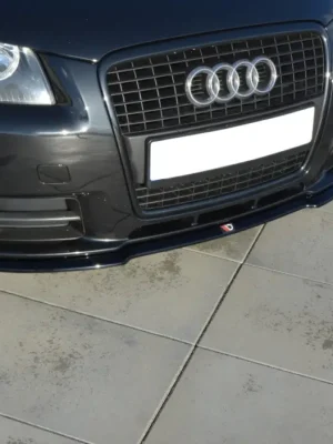 Výprodej Maxton Design spoiler pod přední nárazník pro Audi A3 8P, černý lesklý plast ABS, S-Line, r.v. 2004-2008
