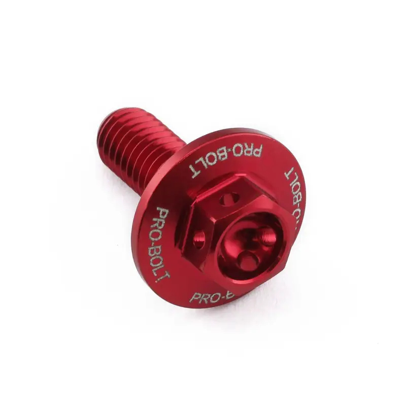 Pro-Bolt hliníkový šroub s šestihrannou hlavou 16 mm, závitem M6 x 1,00 mm a délkou závitu 16 mm, barva: červená Levný