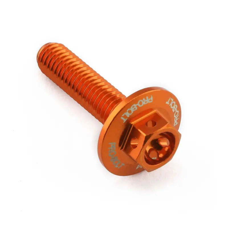 Pro-Bolt hliníkový šroub s šestihrannou hlavou 16 mm, závitem M6 x 1,00 mm a délkou závitu 25 mm, barva: oranžová Zlevněný