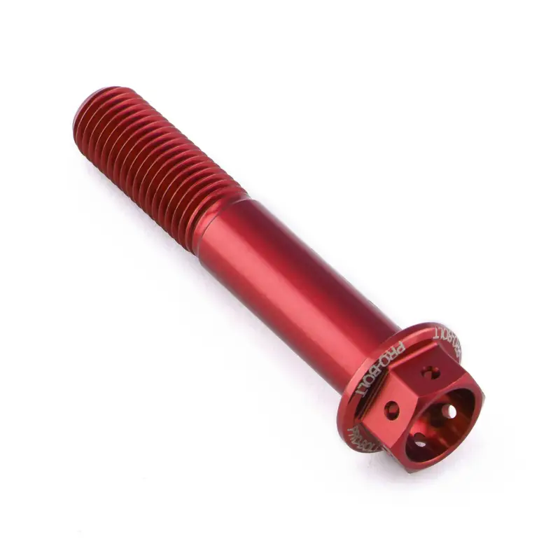 Ověřený Pro-Bolt hliníkový šroub s šestihrannou hlavou 17 mm, závitem M10 x 1,25 mm a délkou závitu 55 mm, barva: červená