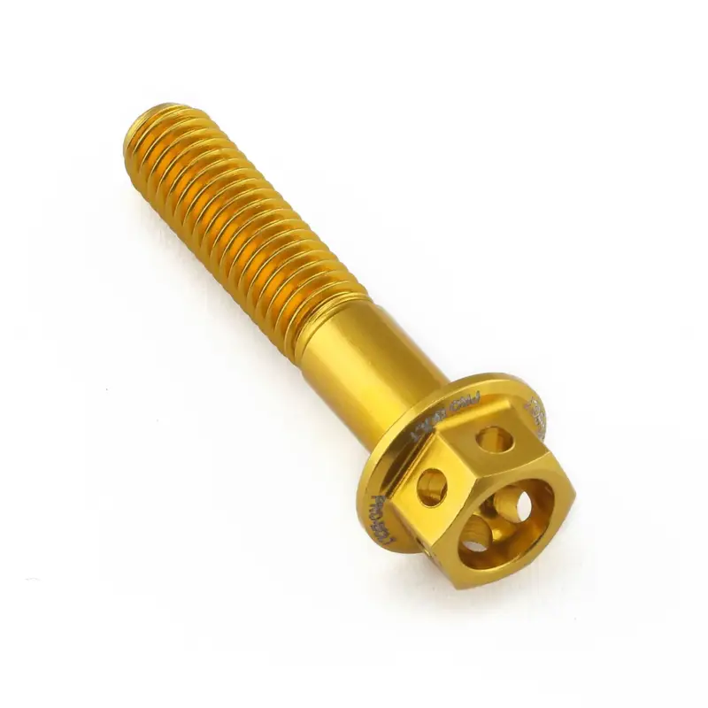 Autentický Pro-Bolt hliníkový šroub s šestihrannou hlavou 10 mm, závitem M5 x 0,80 mm a délkou závitu 25 mm, barva: zlatá