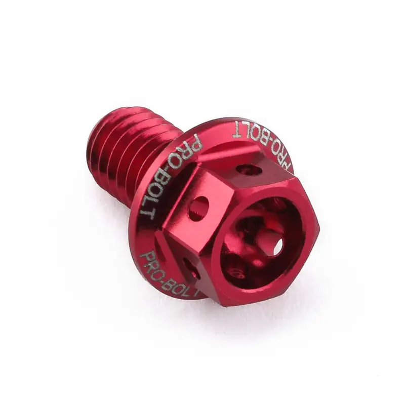 Pro-Bolt hliníkový šroub s šestihrannou hlavou 12 mm, závitem M6 x 1,00 mm a délkou závitu 10 mm, barva: červená Jen Po Omezenou Doba