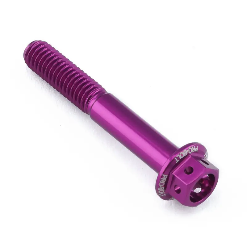 Pouze Dnes Pro-Bolt hliníkový šroub s šestihrannou hlavou 12 mm, závitem M6 x 1,00 mm a délkou závitu 40 mm, barva: fialová