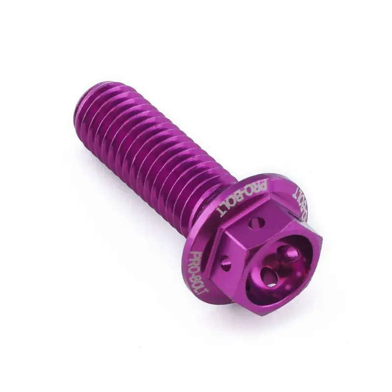 Pro-Bolt hliníkový šroub s šestihrannou hlavou 15 mm, závitem M8 x 1,25 mm a délkou závitu 25 mm, barva: fialová Finální Výprodej