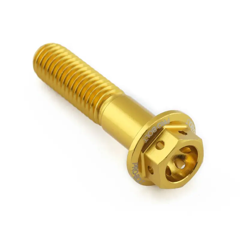 Akční Cena Pro-Bolt hliníkový šroub s šestihrannou hlavou 13 mm, závitem M8 x 1,25 mm a délkou závitu 35 mm, barva: zlatá