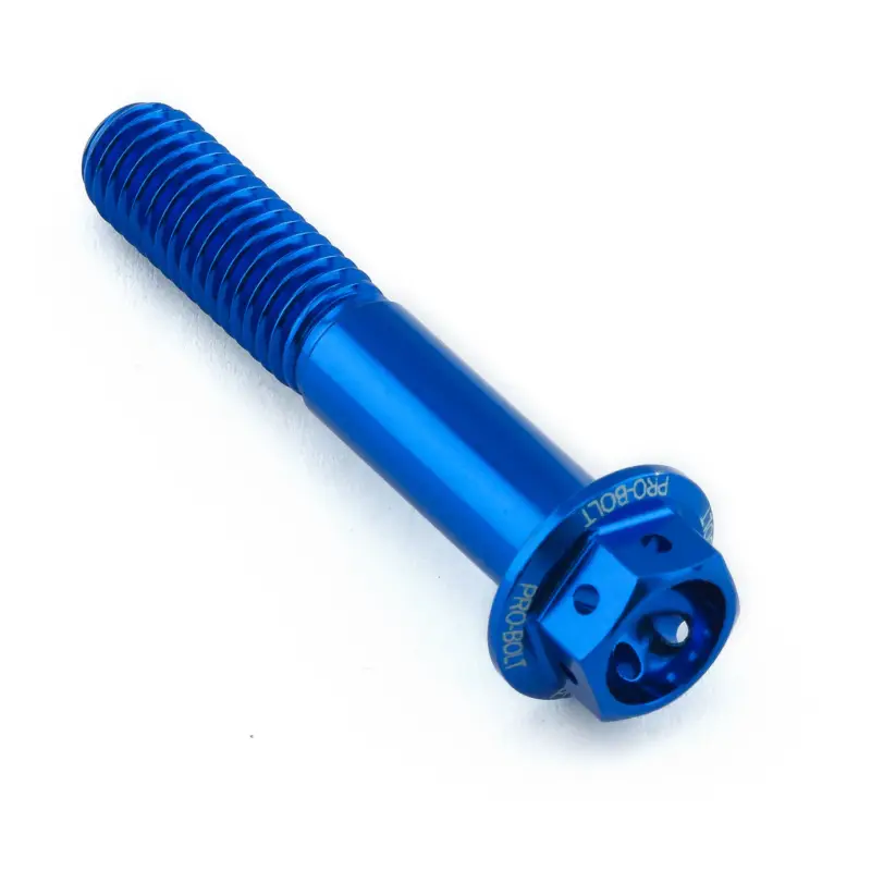 Nízká Cena Pro-Bolt hliníkový šroub s šestihrannou hlavou 13 mm, závitem M8 x 1,25 mm a délkou závitu 45 mm, barva: modrá