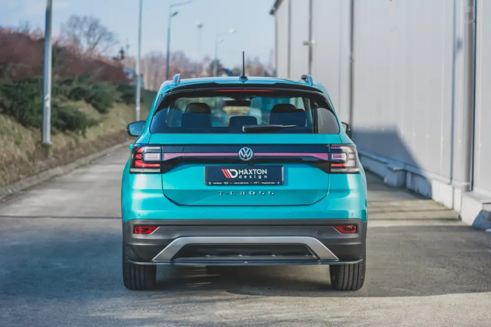 Aktuální Maxton Design středový spoiler zadního nárazníku pro Volkswagen T-Cross, černý lesklý plast ABS