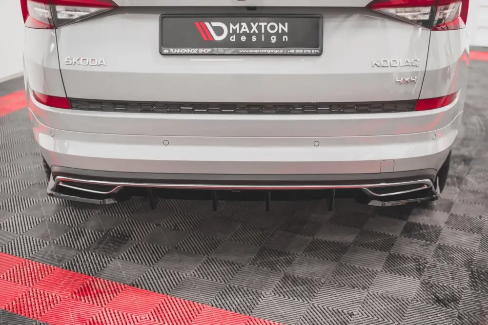 Maxton Design vložka zadního nárazníku pro Škoda Kodiaq Mk1 Facelift Sportline, Mk1 Sportline, černý lesklý plast ABS Přímo Od Výrobce
