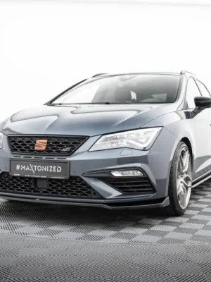 Dokud Zásoby Vydrží Maxton Design spoiler pod přední nárazník ver.7 pro Seat Leon Cupra Mk3 Facelift, černý lesklý plast ABS