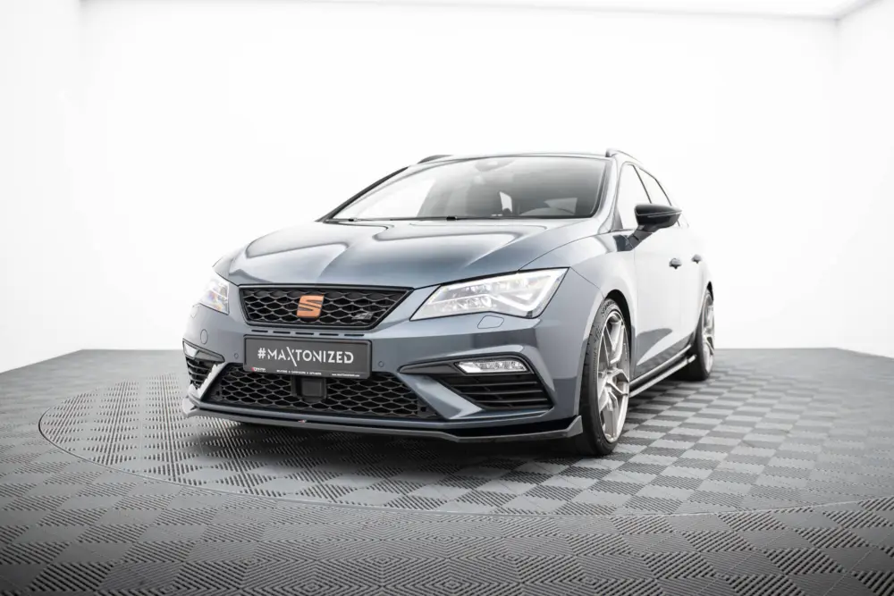 Dokud Zásoby Vydrží Maxton Design spoiler pod přední nárazník ver.7 pro Seat Leon Cupra Mk3 Facelift, černý lesklý plast ABS