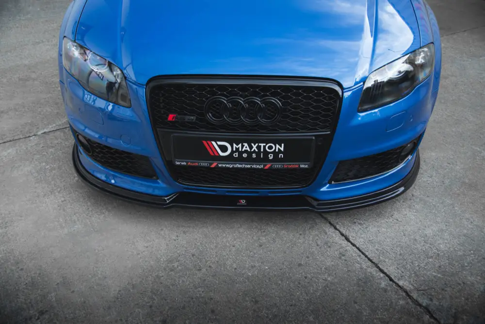 Maxton Design spoiler pod přední nárazník ver.1 pro Audi RS4 B7, černý lesklý plast ABS Autentický