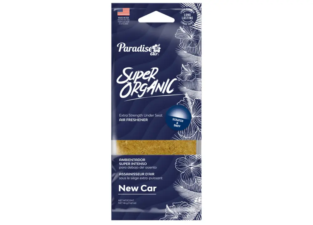 Omezená Nabídka Osvěžovač vzduchu Paradise Air Super Organic lněný blok, vůně New Car