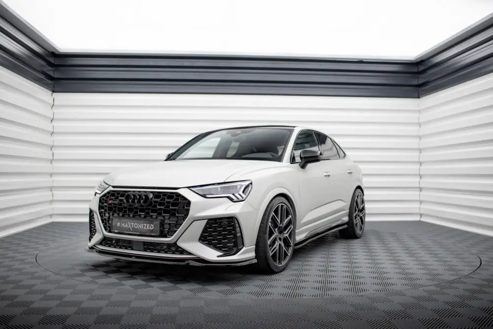 Originální Maxton Design spoiler pod přední nárazník pro Audi RSQ3 F3, černý lesklý plast ABS