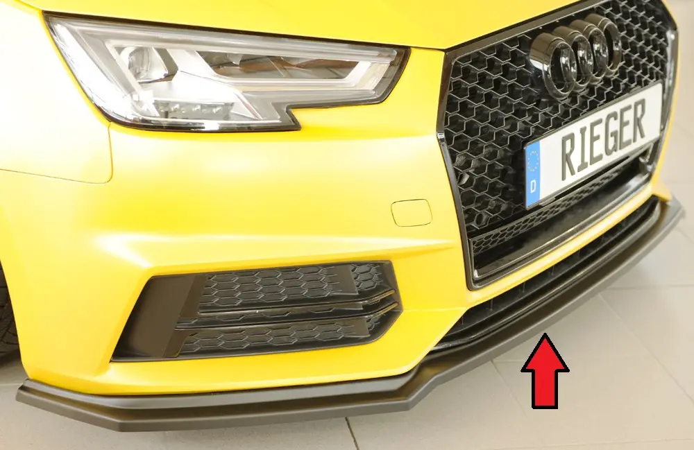 Rieger lipa pod přední nárazník pro Audi A4 B9, F4 avant, 08/15-07/18, plast ABS bez povrchové úpravy Cenově Výhodný