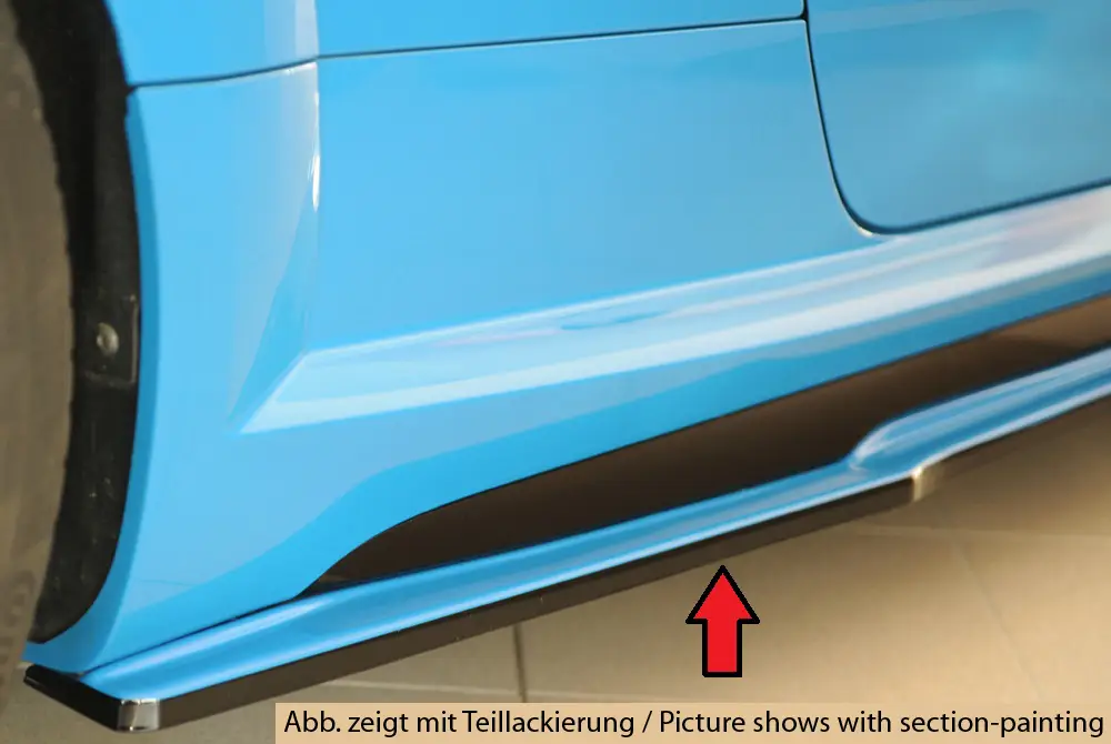 Tovární Cena Rieger spoiler pod boční práh (ca. 19mm) mont. strana pravá pro Audi TT 8J-FV, 8S kupé, r.v. 09/18-, plast ABS bez povrchové úpravy