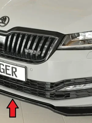 Rieger lipa pod přední nárazník pro Škoda Superb III 3T, 3V combi, 08/19-, plast ABS lakovaný do černé lesklé barvy Výprodej