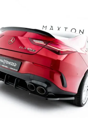 Autentický Maxton Design "Street Pro" difuzor zadního nárazníku pro Mercedes CLA C118/AMG 45, plast ABS bez povrchové úpravy, s červenou linkou
