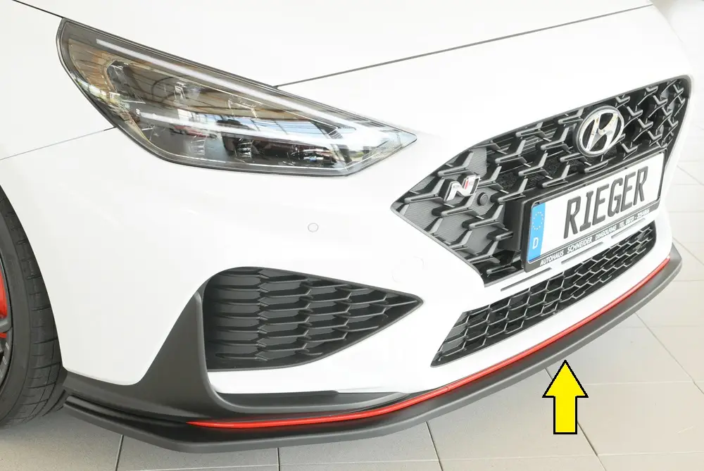 Zlevněný Rieger lipa pod přední nárazník pro Hyundai i30 N-Performance PDE 5-dvéř. (fastback), 05/21-, plast ABS bez povrchové úpravy