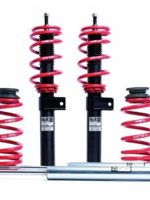 Značkový H&R Monotube výškově stavitelný podvozek s odlehčeným tělem z černého hliníku pro Volkswagen Bora (1J) Sedan, 2WD, r.v. 09/97- zatížení PN do 910 kg