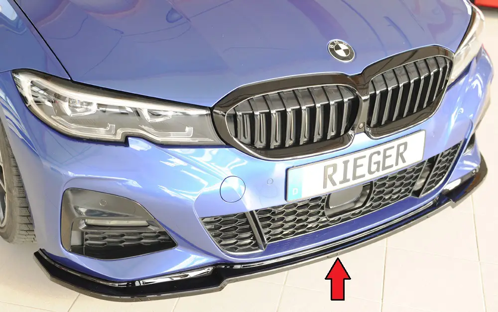 Speciální Cena Rieger lipa pod přední nárazník pro BMW řada 3 G20 sedan, 03/19-, plast ABS lakovaný do černé lesklé barvy