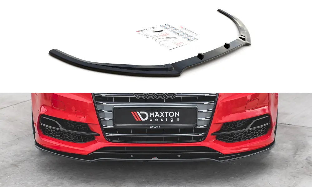 Maxton Design spoiler pod přední nárazník ver.2 pro Audi A3 8V, černý lesklý plast ABS, S-Line Sedan/Cabrio Koupit Online