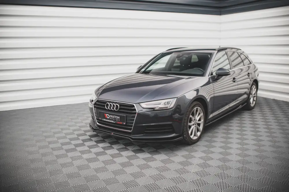 Originální Maxton Design spoiler pod přední nárazník ver.2 pro Audi A4 B9, černý lesklý plast ABS