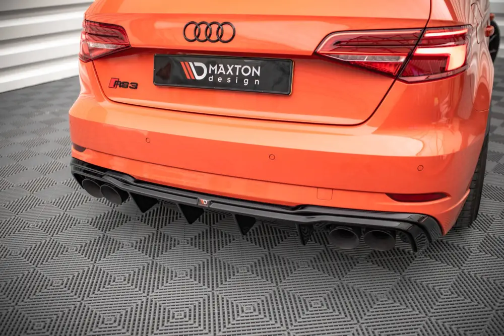 Maxton Design vložka zadního nárazníku ver.2 pro Audi RS3 8V Facelift, černý lesklý plast ABS, pro dvojité koncovky na každé straně Nejlepší Cena