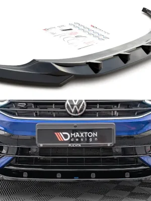 Výhodná Nabídka Maxton Design spoiler pod přední nárazník ver.3 pro Volkswagen Tiguan R Mk2 Facelift, černý lesklý plast ABS