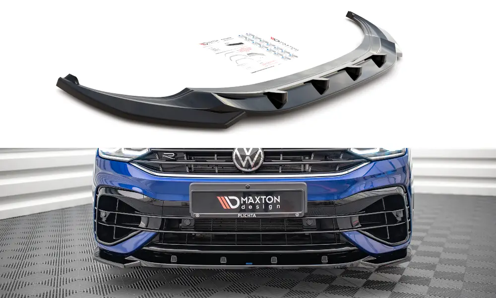 Výhodná Nabídka Maxton Design spoiler pod přední nárazník ver.3 pro Volkswagen Tiguan R Mk2 Facelift, černý lesklý plast ABS
