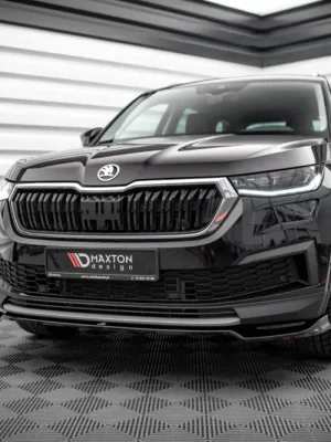 Dokud Zásoby Vydrží Maxton Design spoiler pod přední nárazník ver.2 pro Škoda Kodiaq Mk1 facelift, černý lesklý plast ABS