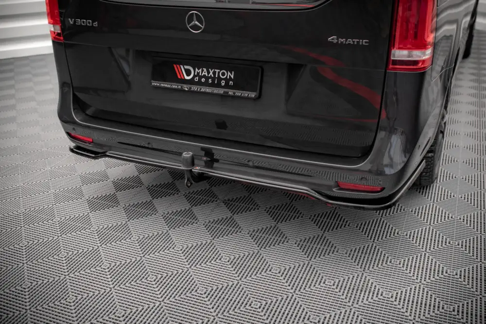 Vrácení Zdarma Maxton Design středový spoiler pod zadní nárazník s žebrováním pro Mercedes třída V W447F, černý lesklý plast ABS, AMG-Line