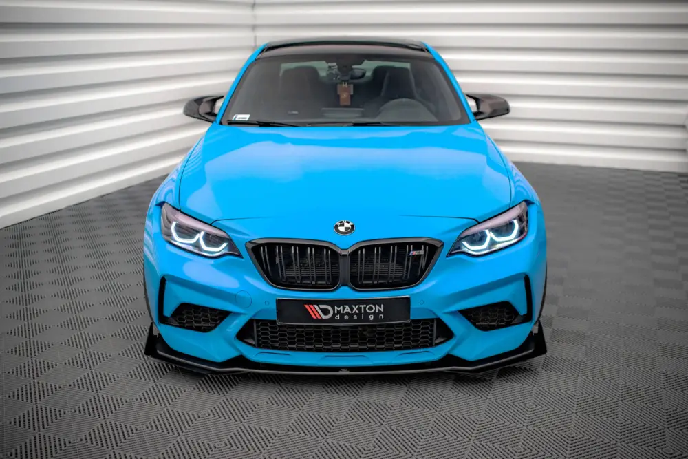 Poslední Šance Maxton Design "Street Pro" spoiler pod přední nárazník s křidélky ver.1 pro BMW M2 F87, plast ABS bez povrchové úpravy, s červenou linkou