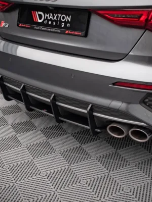 Výprodej Maxton Design "Street Pro" difuzor zadního nárazníku pro Audi S3 8Y Sedan, plast ABS bez povrchové úpravy, s červenou linkou