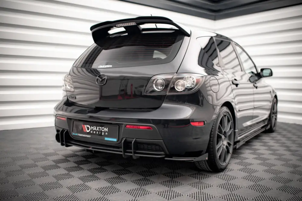 Maxton Design "Street Pro" difuzor zadního nárazníku pro Mazda 3 Mk1 MPS, plast ABS bez povrchové úpravy, s červenou linkou Poslední Šance