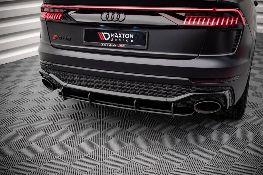 Sleva Maxton Design "Street Pro" difuzor zadního nárazníku pro Audi RSQ8 Mk1, plast ABS bez povrchové úpravy, s červenou linkou