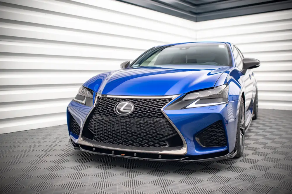Vysoce Kvalitní Maxton Design spoiler pod přední nárazník ver.2 pro Lexus GS F Mk4 Facelift, černý lesklý plast ABS