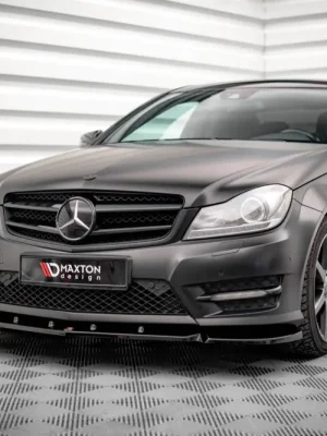 Autentický Maxton Design spoiler pod přední nárazník pro Mercedes třída C W204/AMG-Line, černý lesklý plast ABS, Coupe