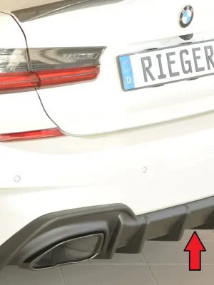 Rieger vložka zadního nárazníku (pro vozy s tažným zařízením) pro BMW řada 3 G21 touring, plast ABS bez povrchové úpravy, pro orig. koncovky vlevo/vpravo (M340i/M340d) Tovární Cena