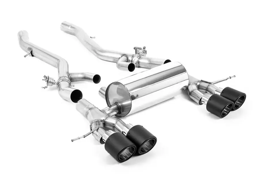 Cenově Výhodný Milltek Sport koncový díl výfuku Axle Back pro BMW řada 3 G80/G81 M3/M3 Competition S58 3.0 Turbo (s OPF/GPF) vč. Touring, xDrive 2020-2024, JET-115 karbonové koncovky