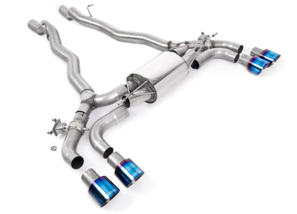 Vysoce Kvalitní Milltek Sport výfukový systém OPF/GPF Back pro BMW řada 5 M5/M5 Competition 4.4l Twin Turbo F90 Facelift (s OPF/GPF) 2021-2024, GT-100 titanově modré koncovky