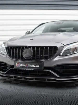 Zlevněný Maxton Design "Street Pro" spoiler pod přední nárazník pro Mercedes třída C W205 Facelift/63 AMG/Sedan/Estate, plast ABS bez povrchové úpravy, s červenou linkou