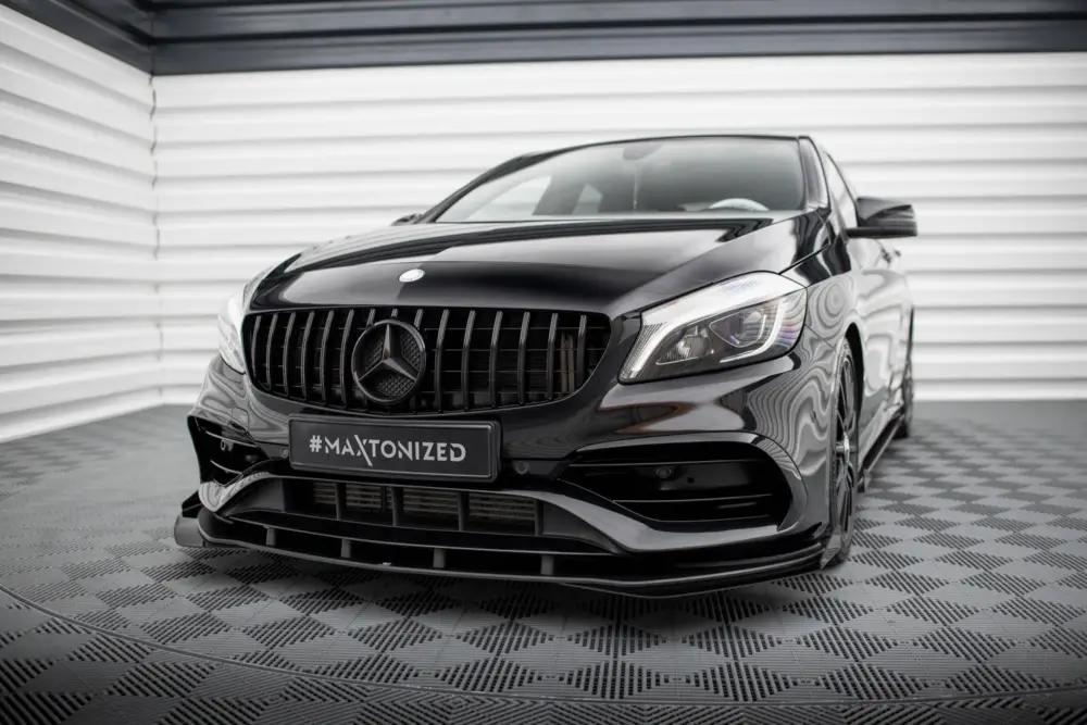 Maxton Design "Street Pro" spoiler pod přední nárazník s křidélky pro Mercedes třída A W176 Facelift AMG-Line, plast ABS bez povrchové úpravy, s červenou linkou Ihned K Objednání