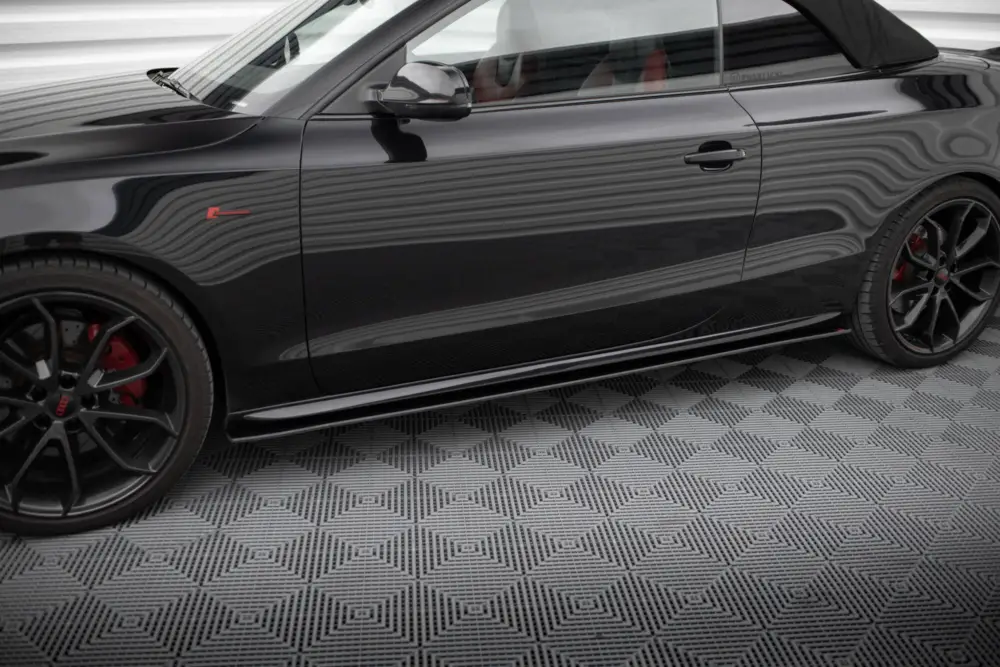 Značkový Maxton Design "Street Pro" difuzory pod boční prahy pro Audi S5 8T, plast ABS bez povrchové úpravy, Coupe/Cabrio, s červenou linkou