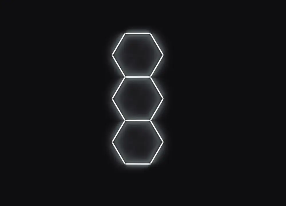 Dokud Zásoby Vydrží Kompletní LED hexagonové svítidlo bílé 6500 K, rozměr 3 elementy 97 x 246 cm