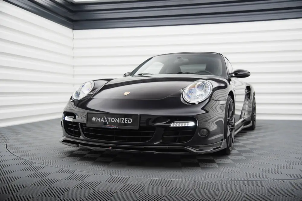 Novinka Maxton Design spoiler pod přední nárazník pro Porsche 911 997 Turbo, černý lesklý plast ABS