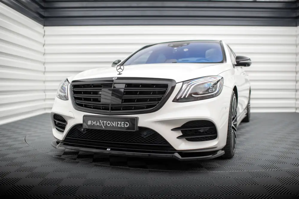 Maxton Design spoiler pod přední nárazník pro Mercedes třída S W222 AMG-Line Facelift, černý lesklý plast ABS Zlevněný