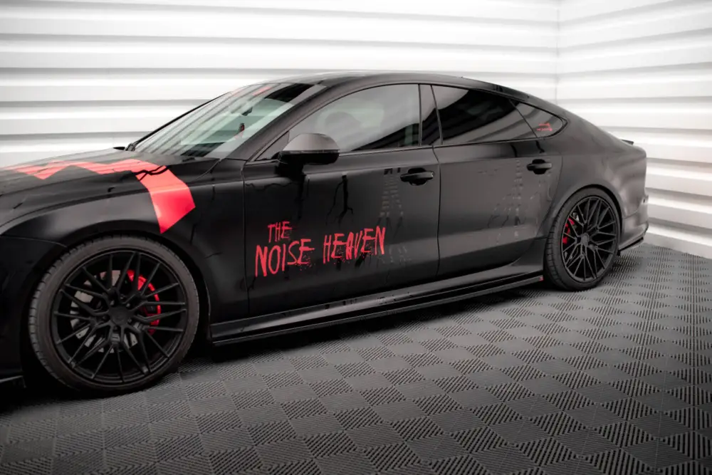 Maxton Design difuzory pod boční prahy pro Audi A7 C7, černý lesklý plast ABS, S-Line Cenová Bomba