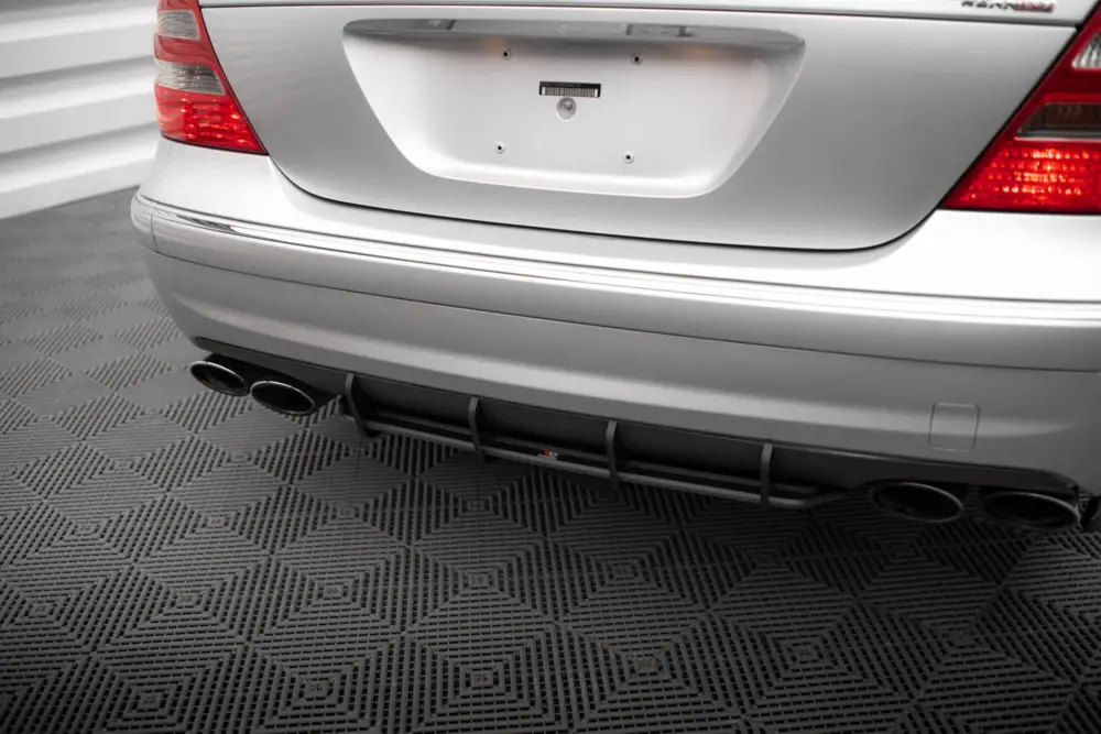 Maxton Design "Street Pro" difuzor zadního nárazníku pro Mercedes třída E W211/55 AMG, plast ABS bez povrchové úpravy, s černou a červenou linkou Vrácení Zdarma