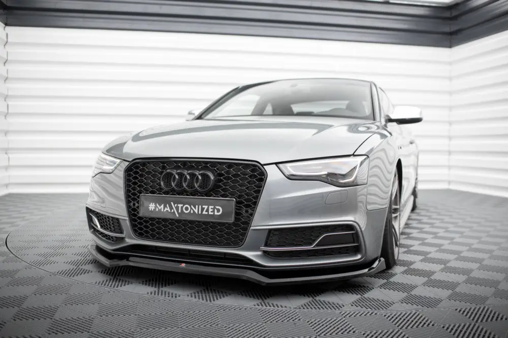 Maxton Design spoiler pod přední nárazník ver.4 pro Audi S5 8T FL, černý lesklý plast ABS, Coupe/Sportback Přímo Od Výrobce